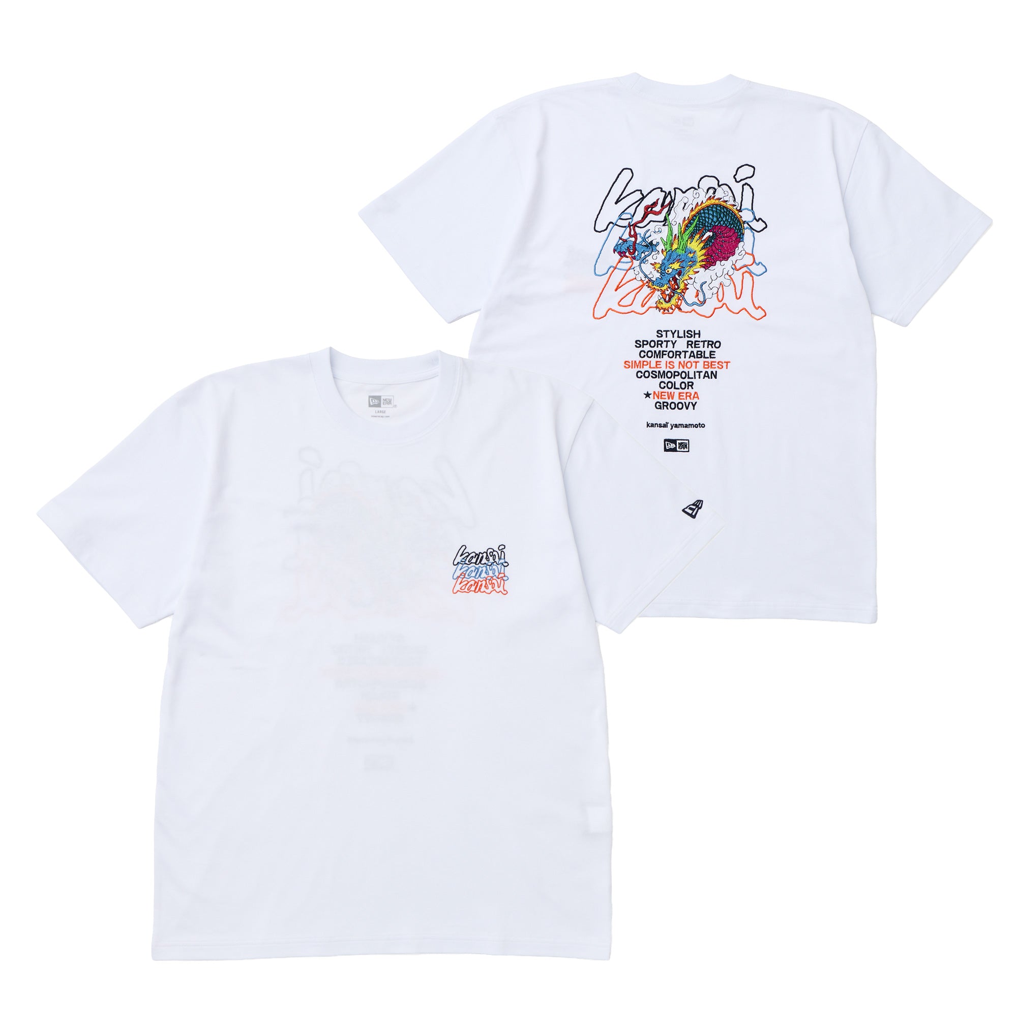 世界陸上限定 Tシャツ　パンツ　キャップ 半袖 コットン Tシャツ kansaï yamamoto 龍 ホワイト | ニューエラ
