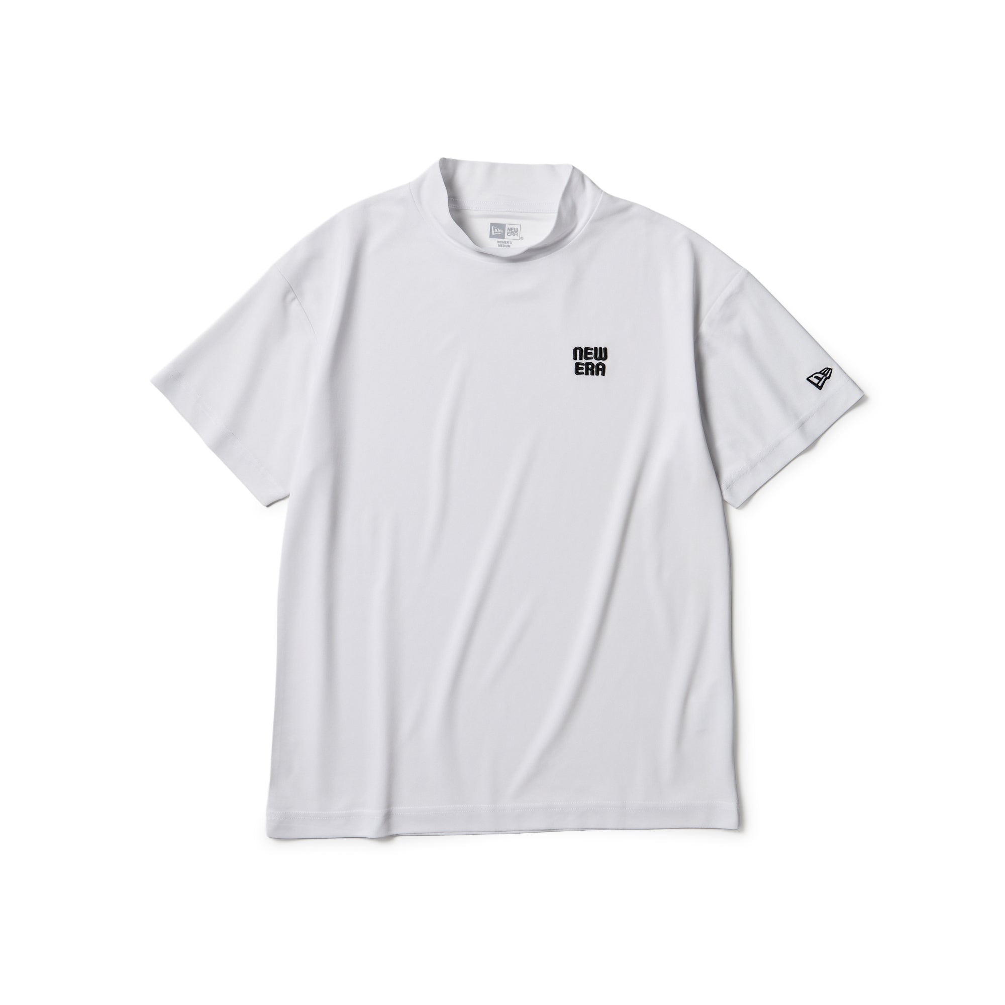 Women's 半袖 ミッドネック Tシャツ Logo Embroidery ホワイト