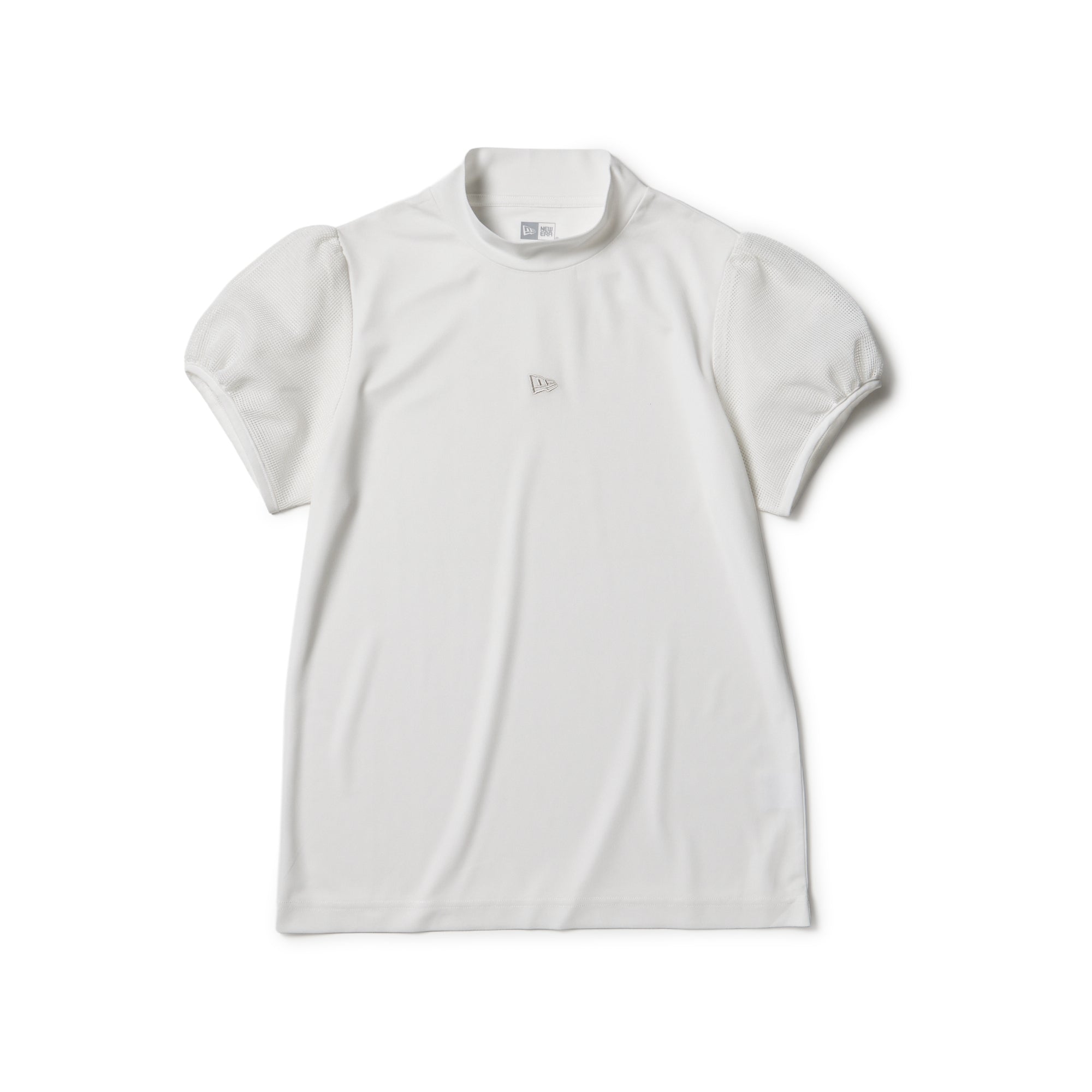 【アンパスィ】ゴルフ ジップアップ ニット襟 半袖Tシャツ 内側メッシュ M 白 Women's 半袖 メッシュスリーブ ミッドネック Tシャツ オフホワイト