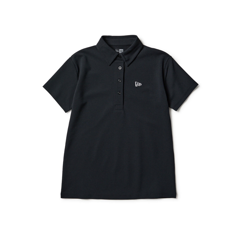 Women's 半袖 鹿の子 ポロシャツ Vertical Logo ブラック | ゴルフ