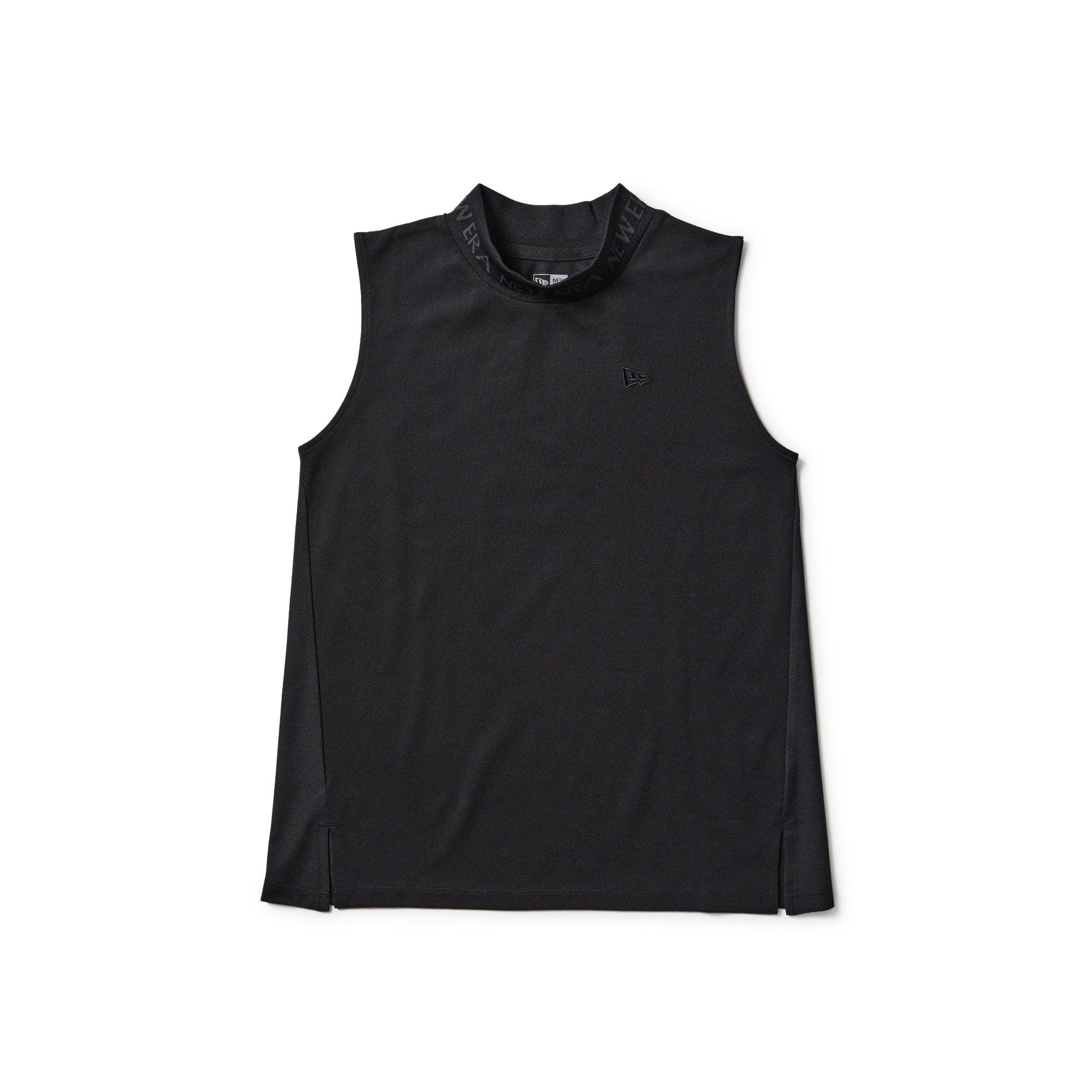 Women's ノースリーブ ミッドネック Tシャツ Jacquard Logo ブラック