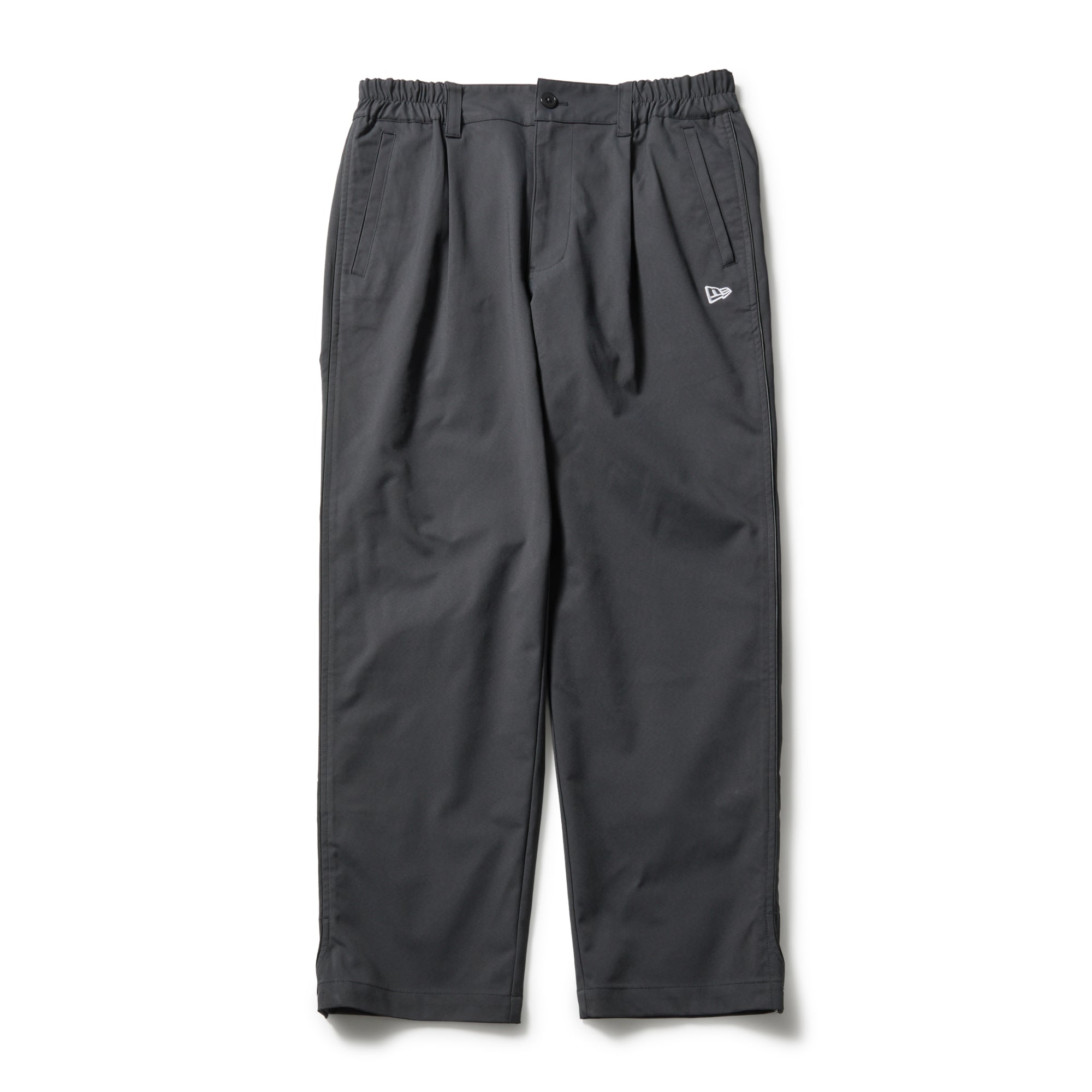 ワイド テーパード ストレッチ パンツ パイピング チャコールグレー