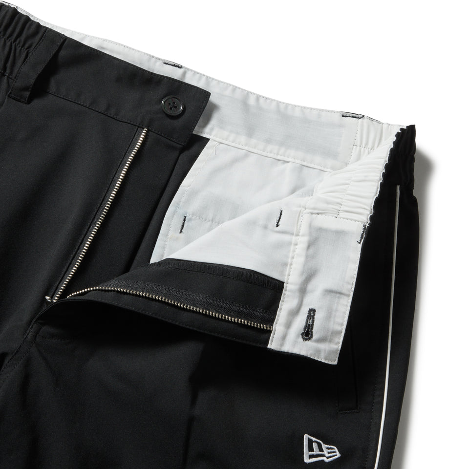 ワイド テーパード ストレッチ パンツ パイピング ブラック | ゴルフ