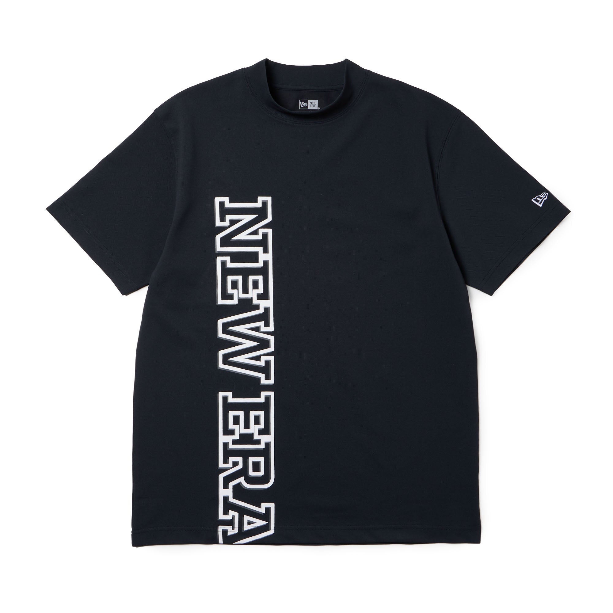半袖 ミッドネック Tシャツ 鹿の子 Vertical Logo ブラック | ゴルフ