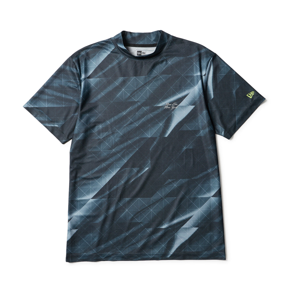 半袖 ミッドネック Tシャツ 鹿の子 カットグラス ブラック | ゴルフ