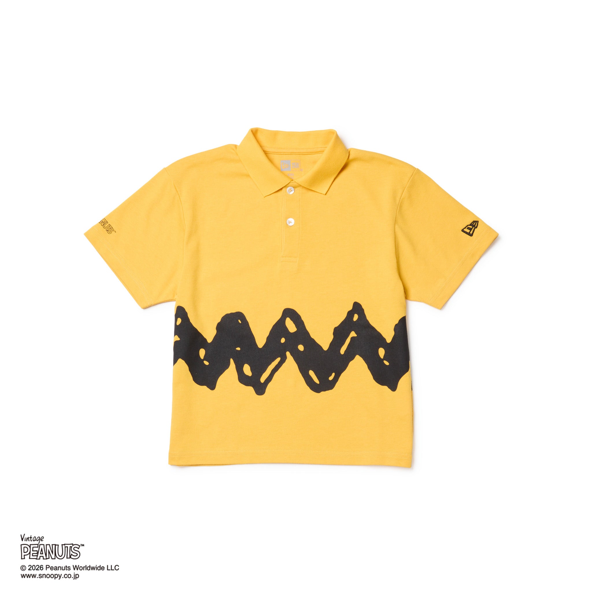 レギュラーフィット コントラストアクセントデザインポロシャツ半袖　イエロー キッズ Child 半袖 ポロシャツ Vintage PEANUTS ピーナッツ チャーリー