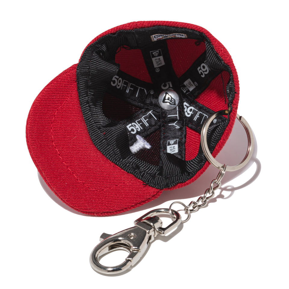 キャップキーホルダー ロサンゼルス・ドジャース Happy Holidays スカーレット