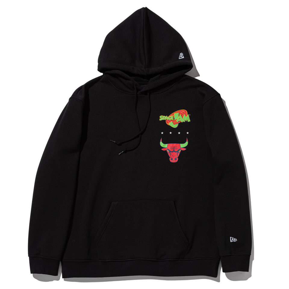 オーバーサイズド スウェット プルオーバーフーディー Space Jam 2 スペース・ジャム 2 シカゴ・ブルズ ブラック