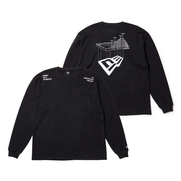 長袖 オーバーサイズド ウォーム フラッグロゴ Tシャツ ブラック