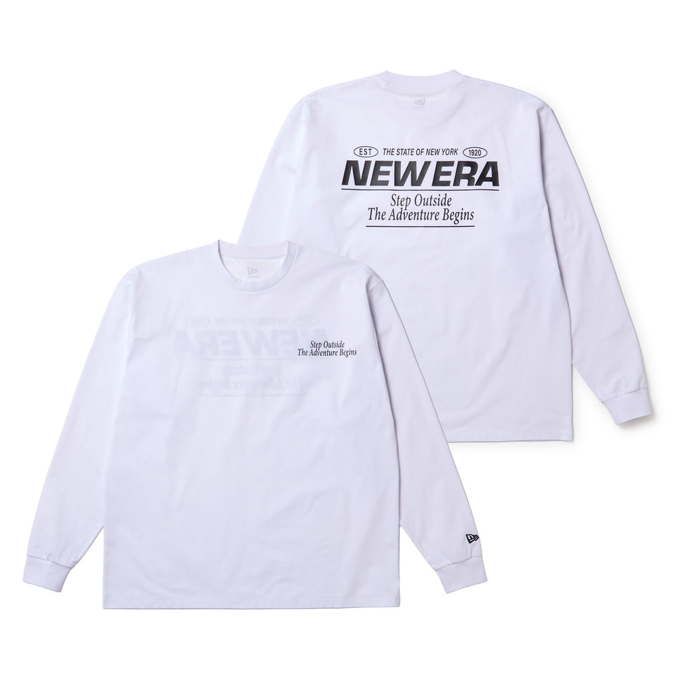 長袖 オーバーサイズド ユーティリティ Tシャツ Step Outside The Adventure Begins ホワイト|アウトドア | NEW ERA ニューエラ公式オンラインストア