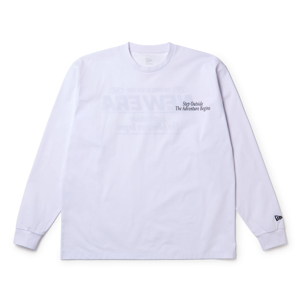 長袖 オーバーサイズド ユーティリティ Tシャツ Step Outside The Adventure Begins ホワイト|アウトドア | NEW ERA ニューエラ公式オンラインストア