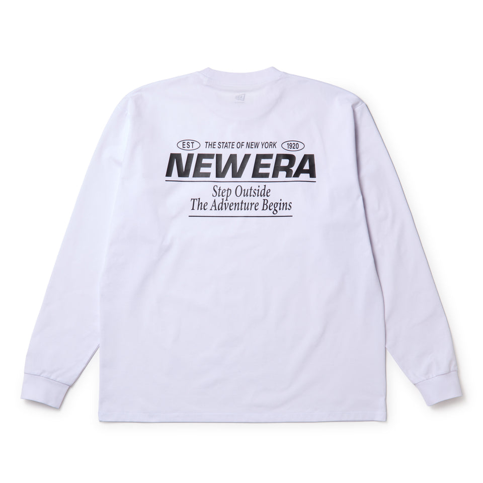 長袖 オーバーサイズド ユーティリティ Tシャツ Step Outside The Adventure Begins ホワイト|アウトドア | NEW ERA ニューエラ公式オンラインストア