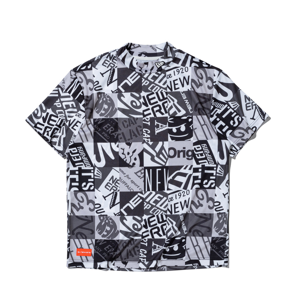 半袖 ミッドネック Tシャツ アーカイブロゴ オールオーバー ブラック