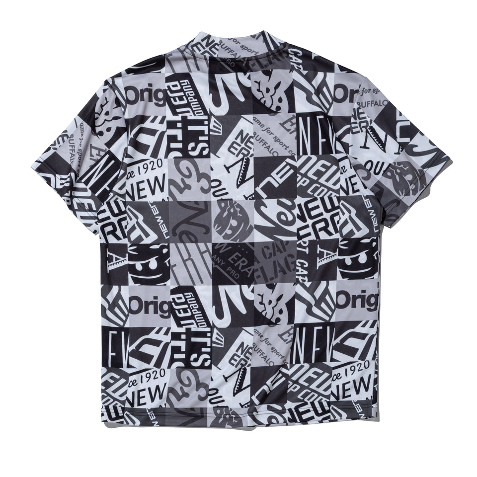 半袖 ミッドネック Tシャツ アーカイブロゴ オールオーバー ブラック