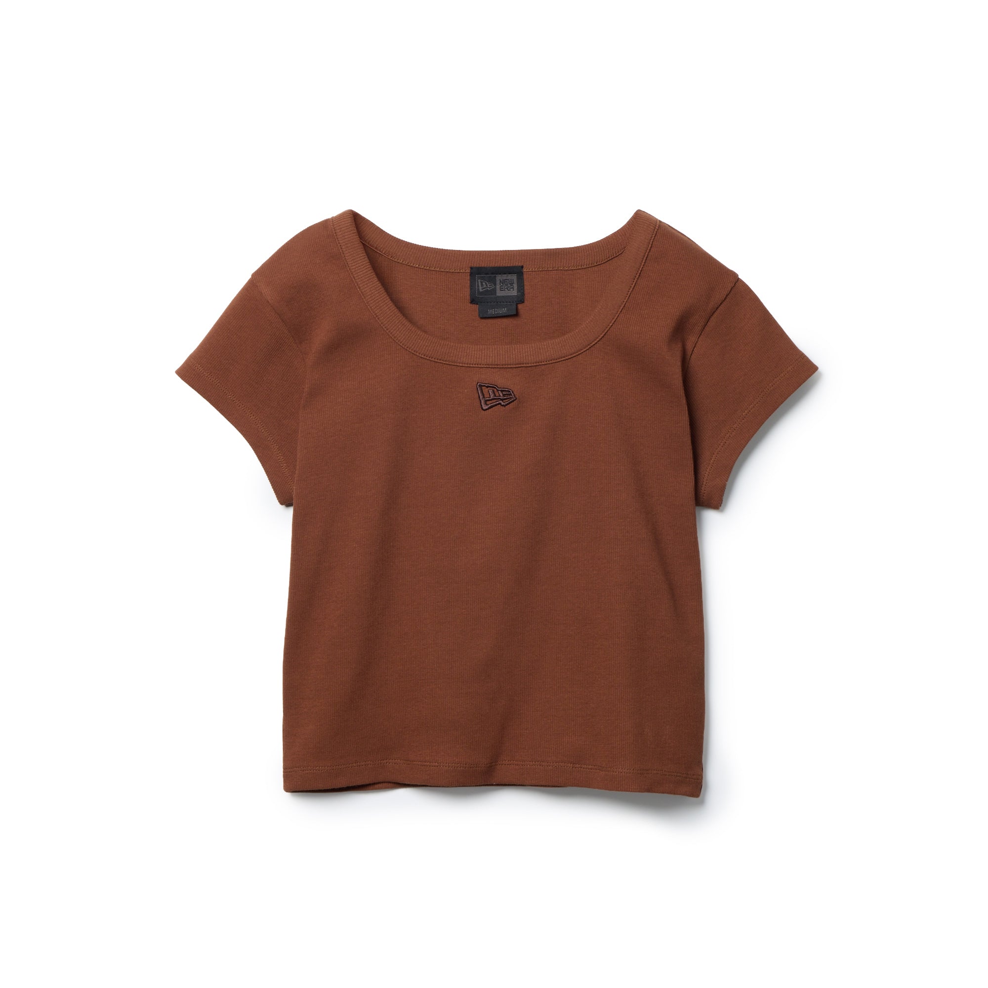Women's 半袖 ラウンドネック リブTシャツ BLACK LABELブラウン