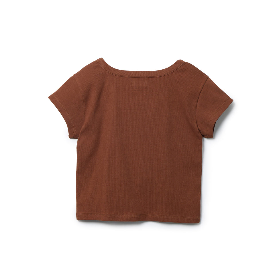 Women's 半袖 ラウンドネック リブTシャツ BLACK LABEL SS26 ブラウン | NEW ERA ニューエラ公式オンラインストア