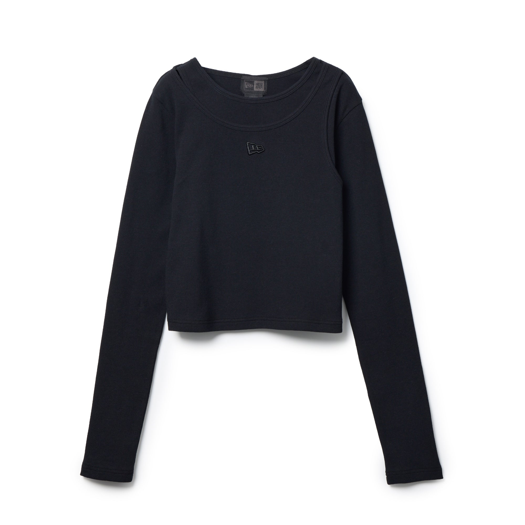 Women's 長袖 レイヤード リブ Tシャツ BLACK LABEL SS26 ブラック