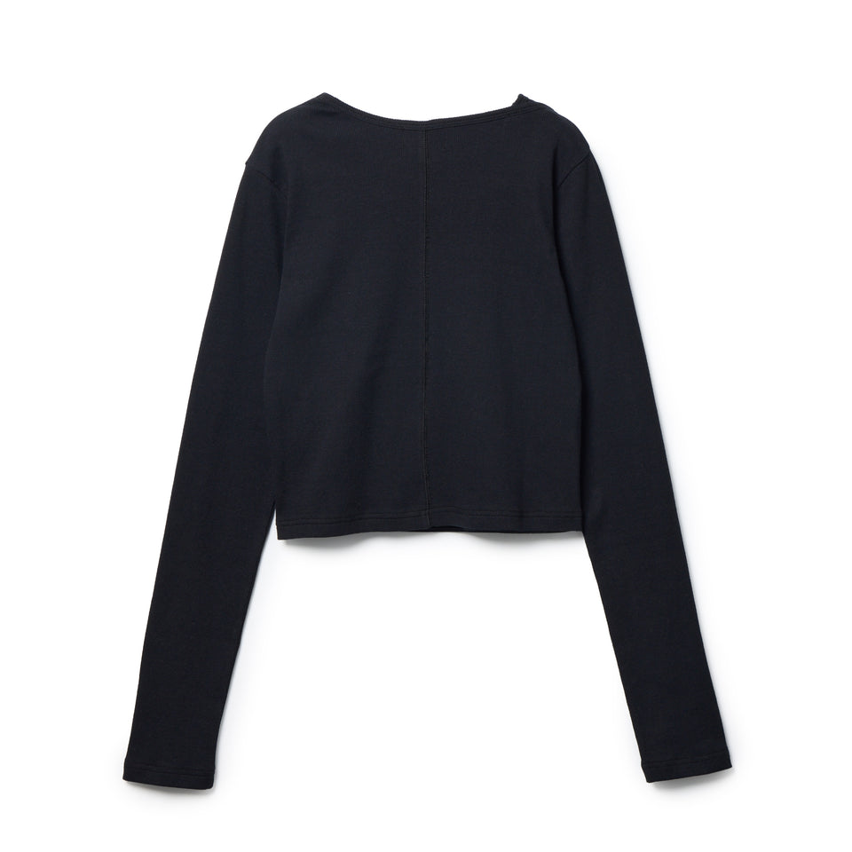 Women's 長袖 レイヤード リブ Tシャツ BLACK LABEL SS26 ブラック