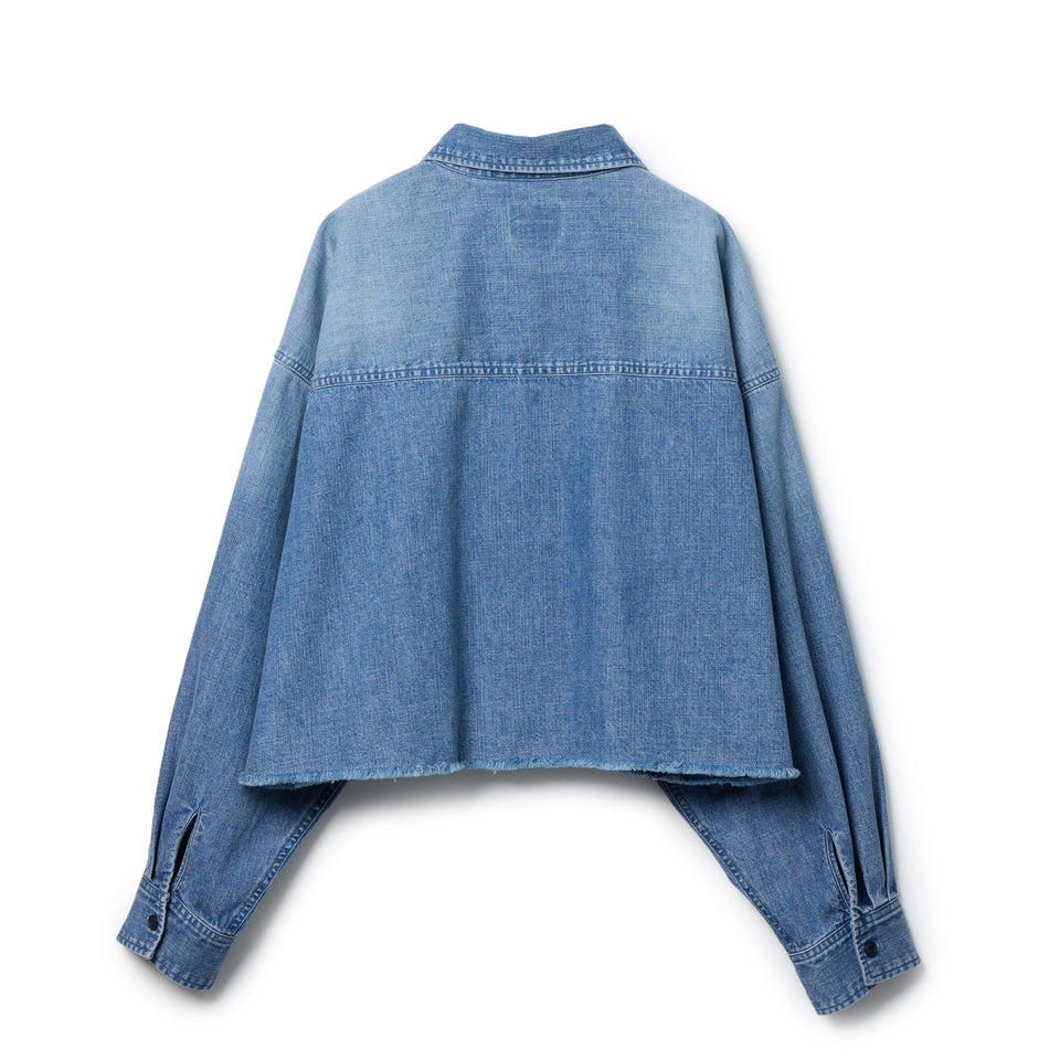 Women's 長袖 クロップド デニムシャツ BLACK LABEL SS26 ウォッシュドデニム | NEW ERA ニューエラ公式オンラインストア