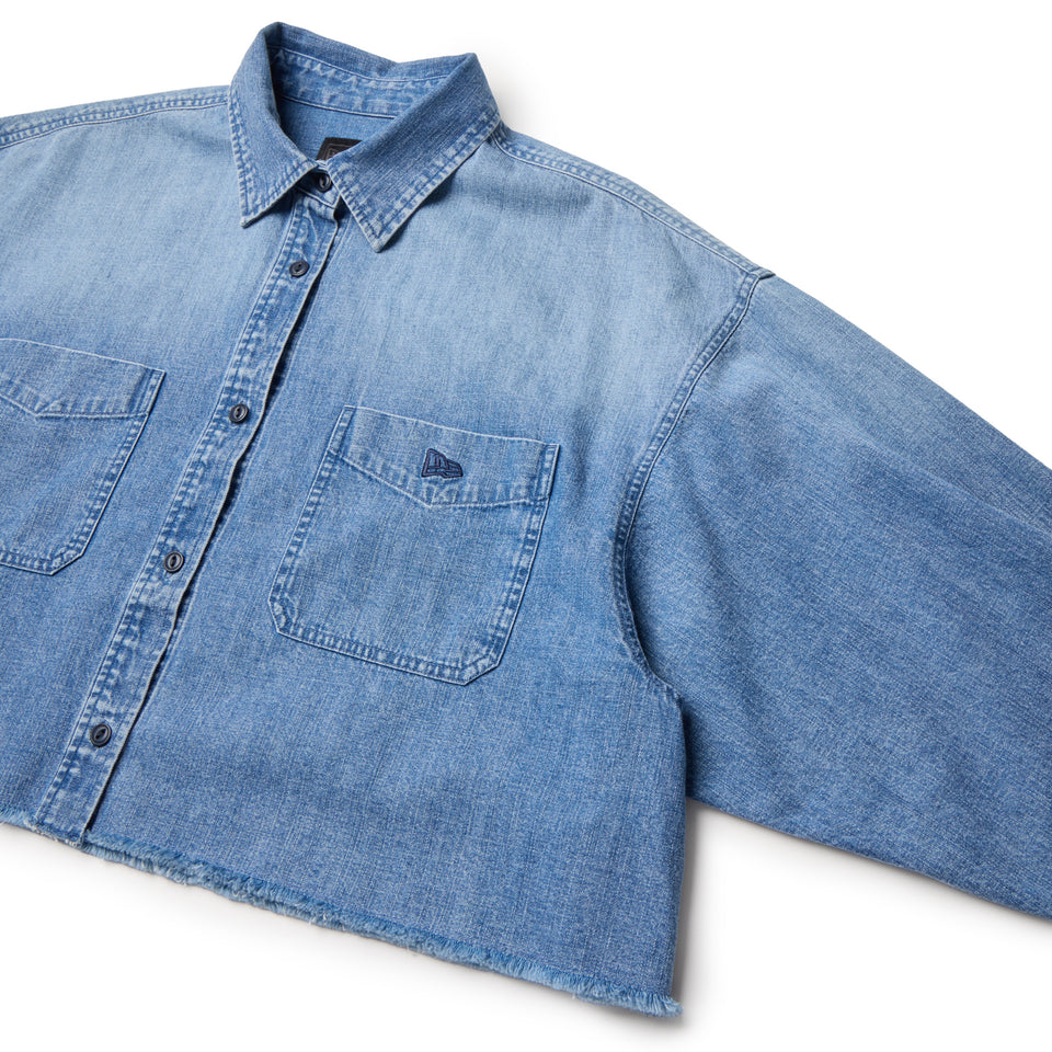 Women's 長袖 クロップド デニムシャツ BLACK LABEL SS26 ウォッシュドデニム | NEW ERA ニューエラ公式オンラインストア
