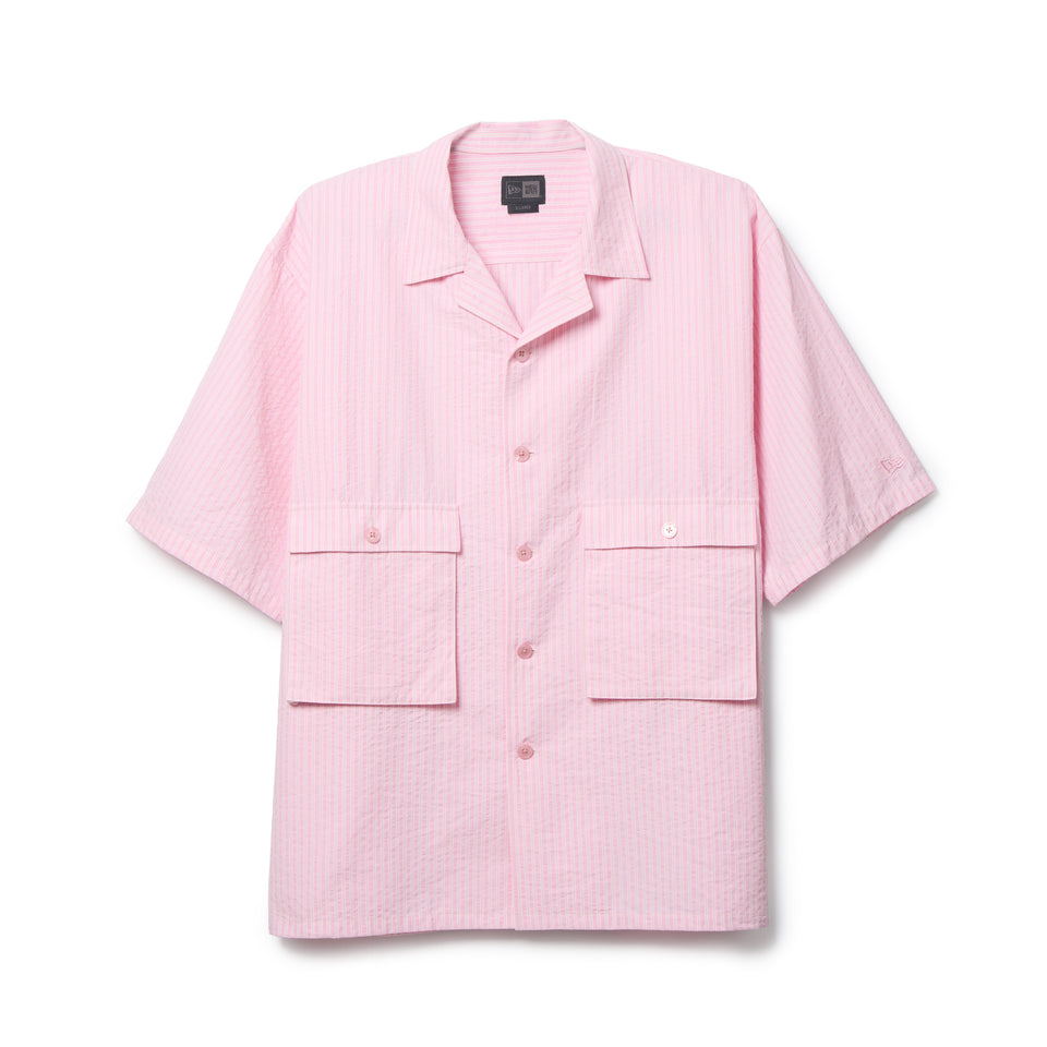 半袖 シアサッカー オープンカラー シャツ BLACK LABEL SS26 ピンク