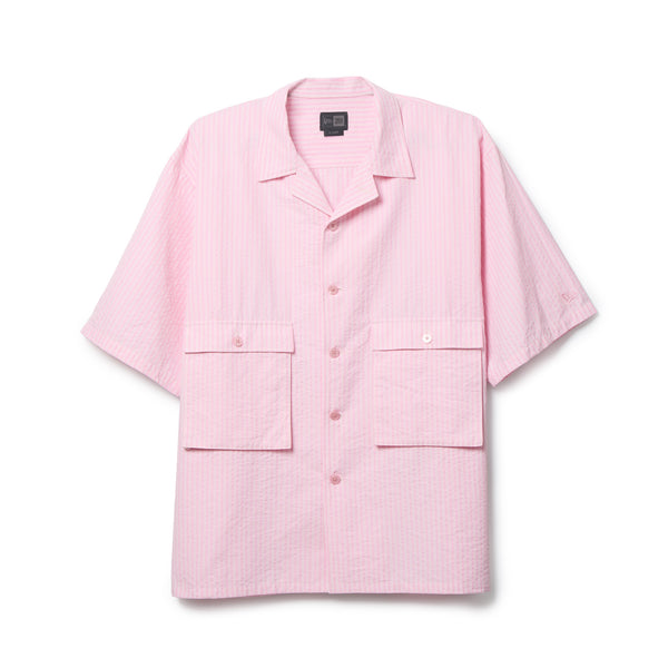 半袖 シアサッカー オープンカラー シャツ BLACK LABEL SS26 ピンク