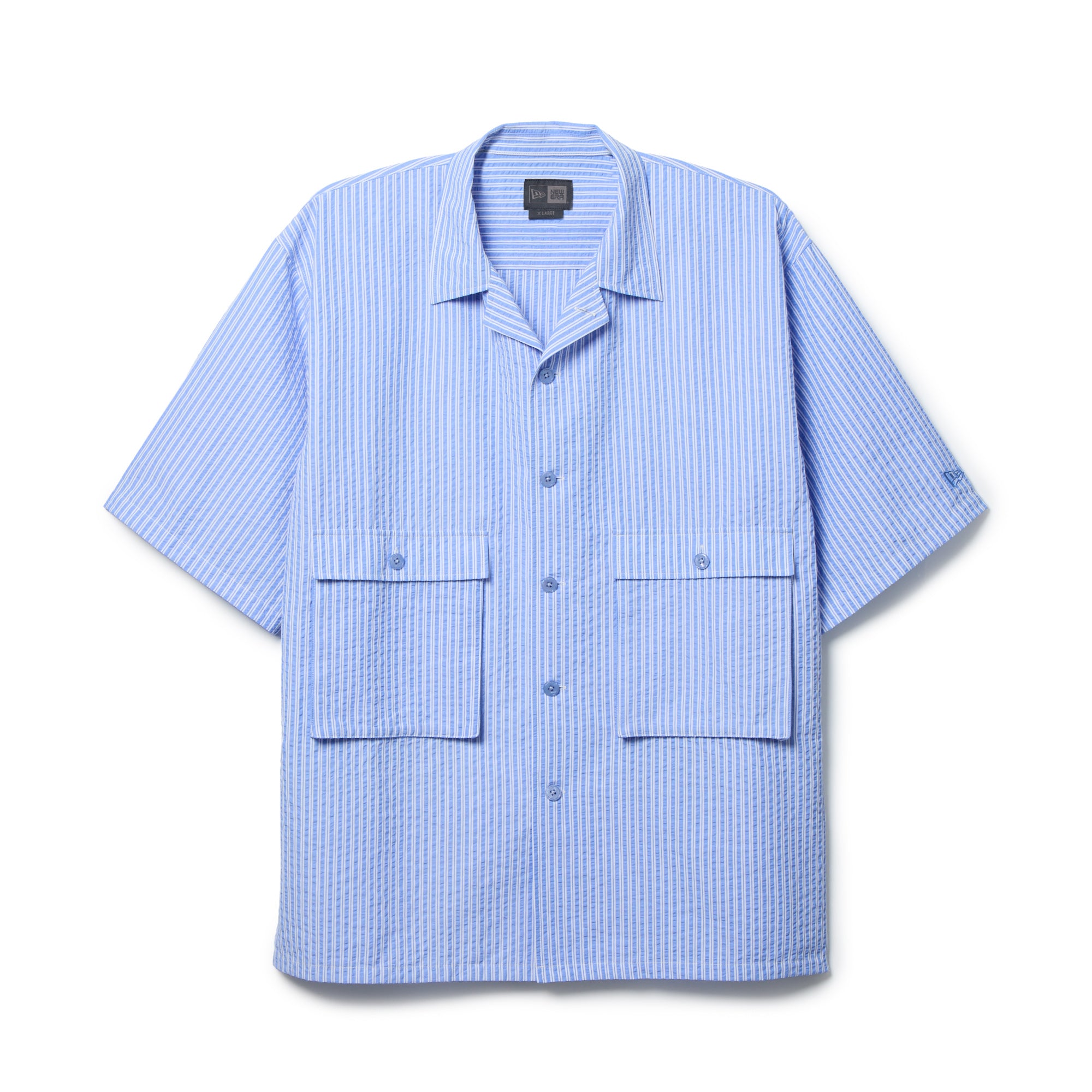 eра シャツ　ブルー 半袖 シアサッカー オープンカラー シャツ BLACK LABEL SS26 ブルー