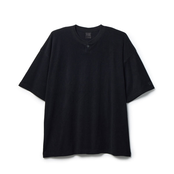 BLESS N° 25 ブラック スウェット 半袖 短丈　ハイネック 半袖 オーガニック パイル ヘンリーネック Tシャツ BLACK LABEL SS26