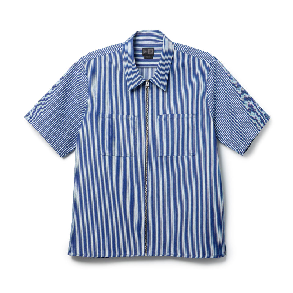 半袖 フルジップ ヒッコリー ワークシャツ BLACK LABEL SS26 ブルーストライプ | NEW ERA ニューエラ公式オンラインストア