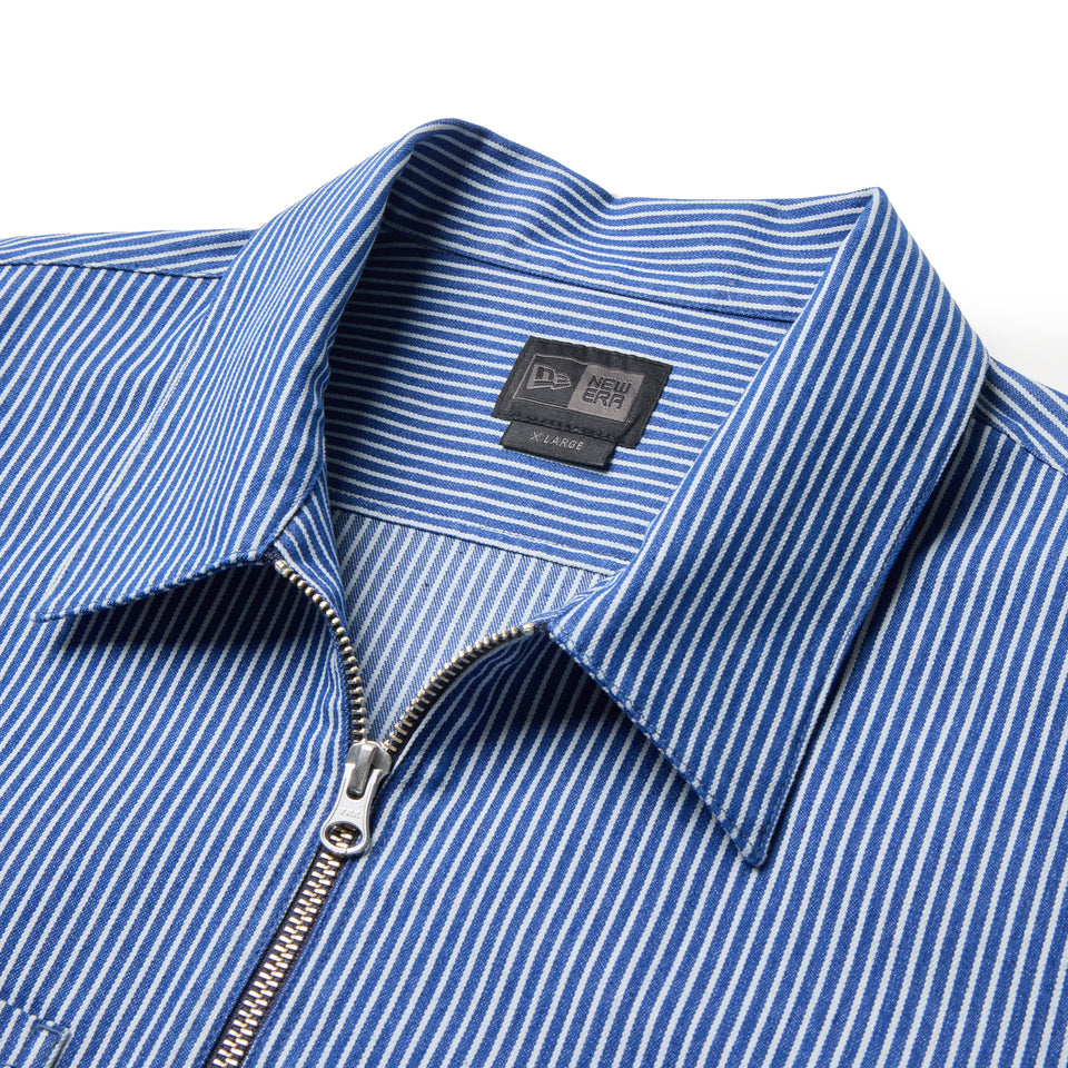 半袖 フルジップ ヒッコリー ワークシャツ BLACK LABEL SS26 ブルーストライプ | NEW ERA ニューエラ公式オンラインストア