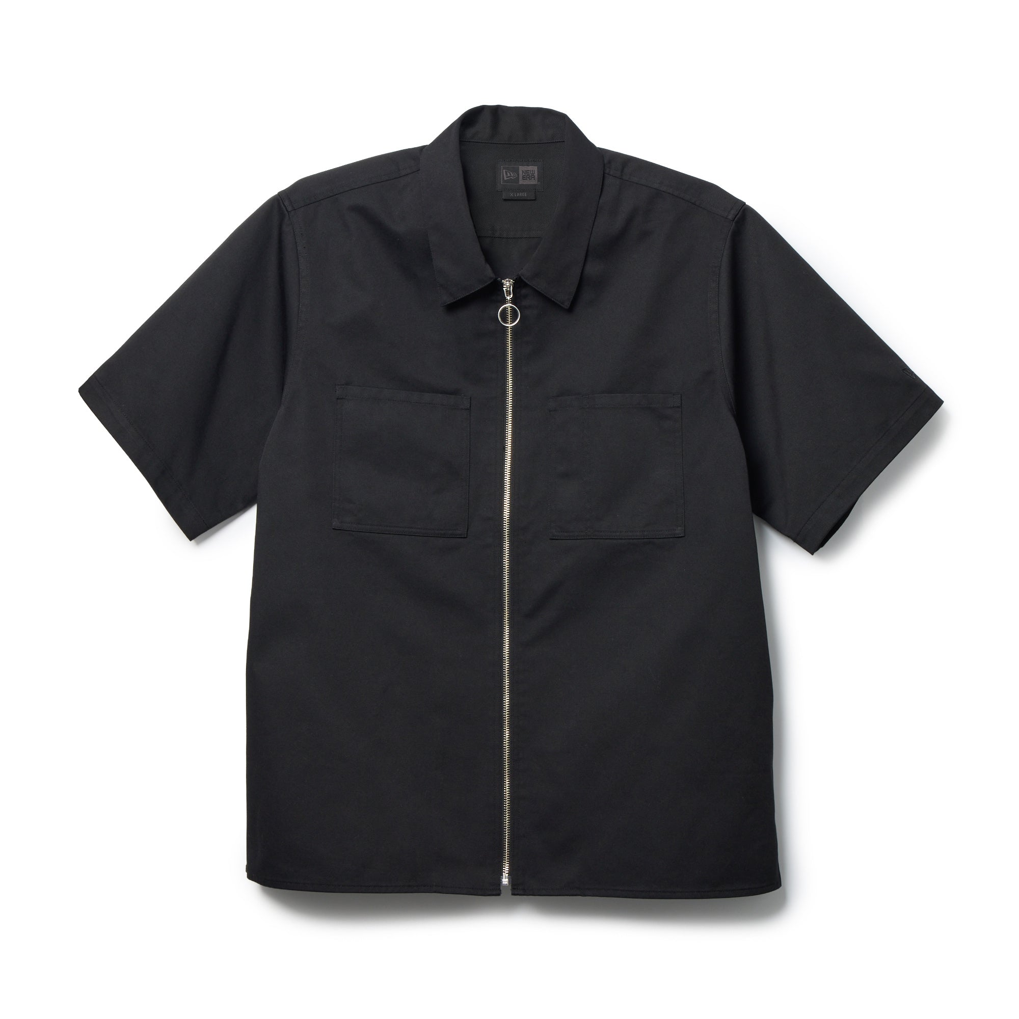 半袖 フルジップ ヒッコリー ワークシャツ BLACK LABEL SS26 ブラック
