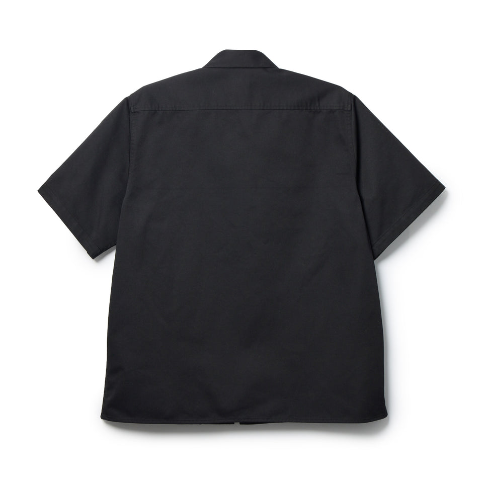 半袖 フルジップ ヒッコリー ワークシャツ BLACK LABEL SS26 ブラック