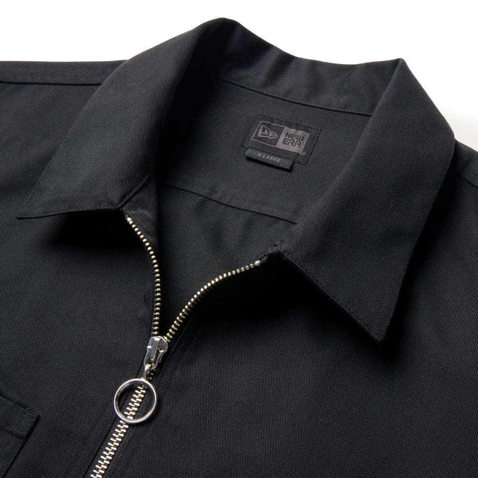 半袖 フルジップ ヒッコリー ワークシャツ BLACK LABEL SS26 ブラック