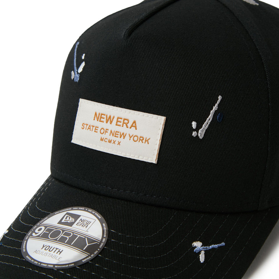キッズ Youth 9FORTY A-Frame Splash Embroidery ウーブンパッチ ブラック/クローム | NEW ERA ニューエラ公式オンラインストア