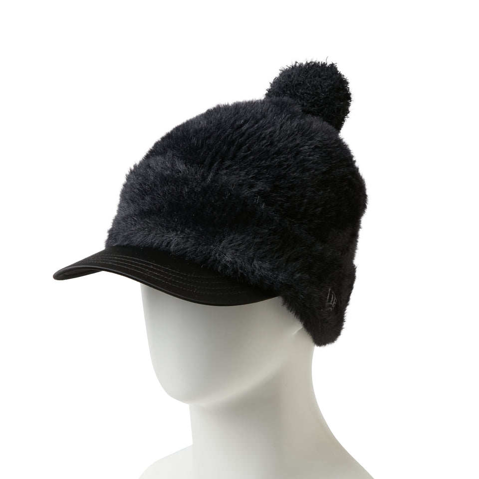 Women's バイザーニット ポンポン シャギー ブラック/ブラック|ゴルフ | NEW ERA ニューエラ公式オンラインストア