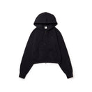 Women's クロップド スウェット フルジップ フーディー Raised Flag ブラック