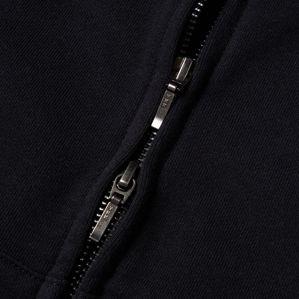 Women's クロップド スウェット フルジップ フーディー Raised Flag ブラック