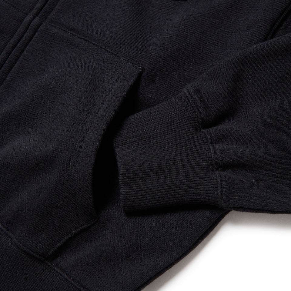 Women's クロップド スウェット フルジップ フーディー Raised Flag ブラック