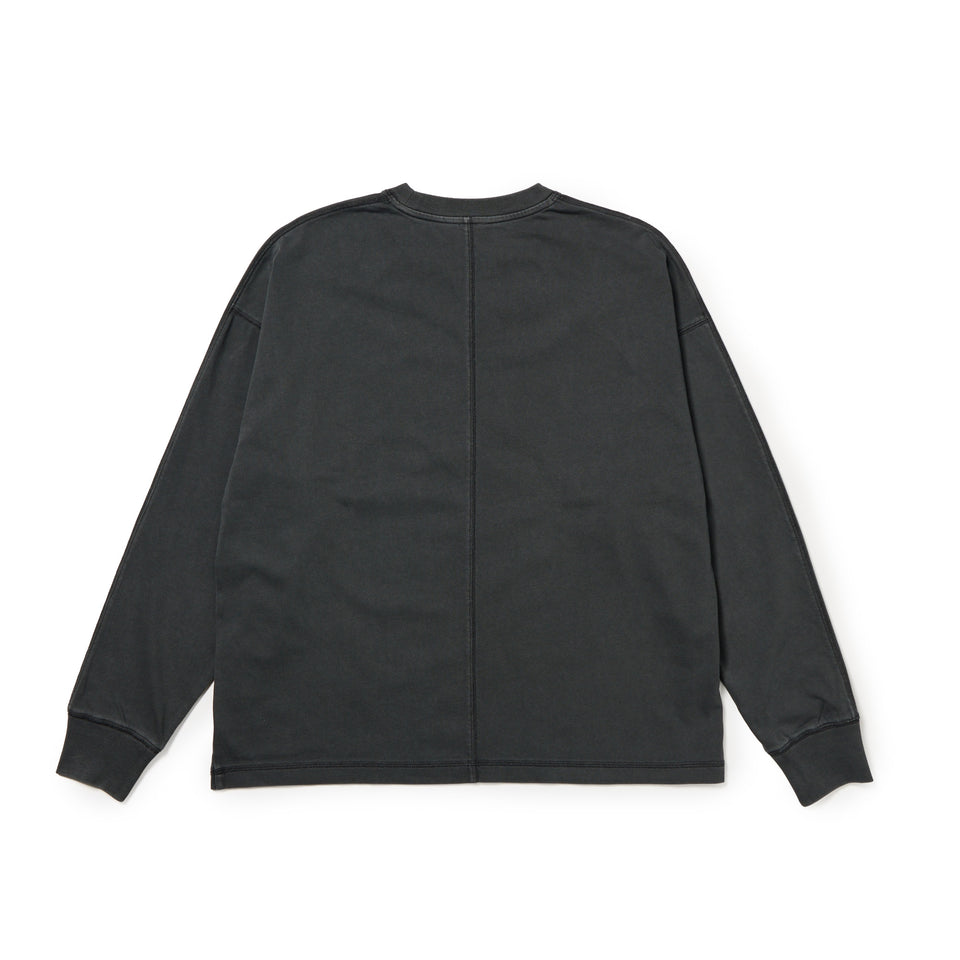 Women's 長袖 オーバーサイズド ガーメントダイ コットン Tシャツ ダークグレー | NEW ERA ニューエラ公式オンラインストア