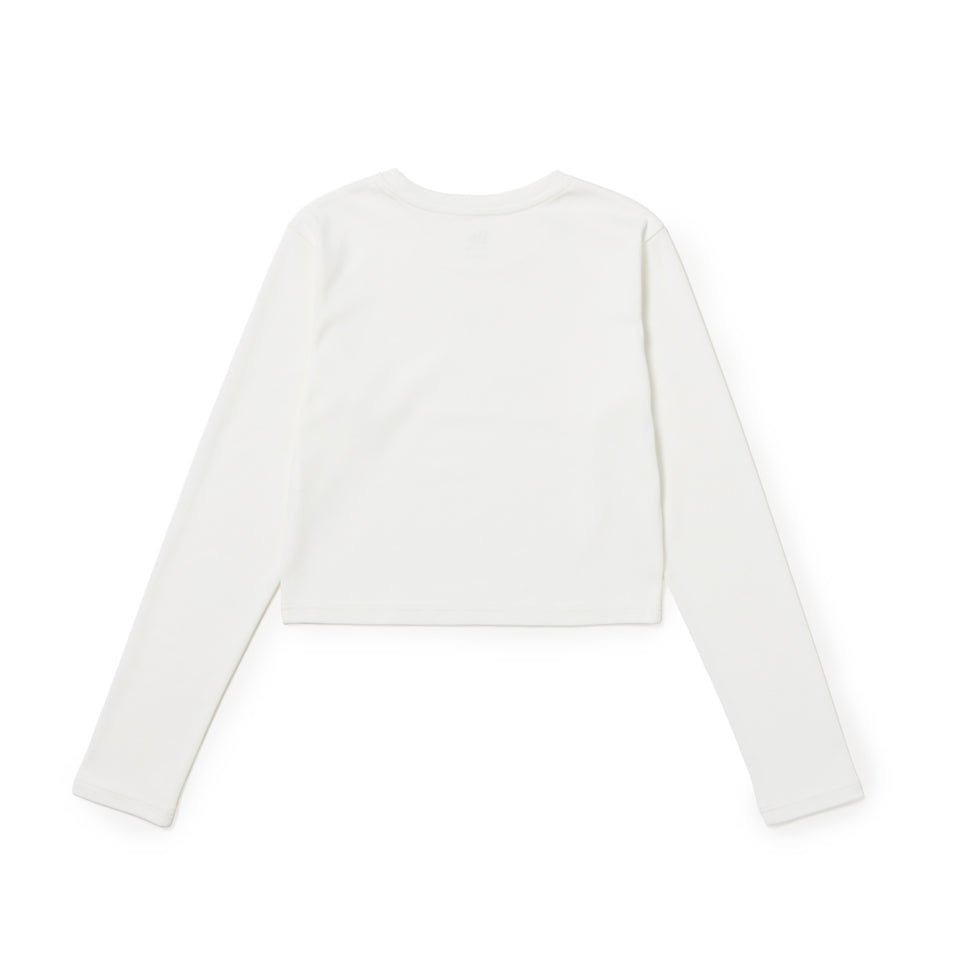 Women's 長袖 クロップド Tシャツ Rhinestone ラインストーン フラッグロゴ オフホワイト | NEW ERA ニューエラ公式オンラインストア