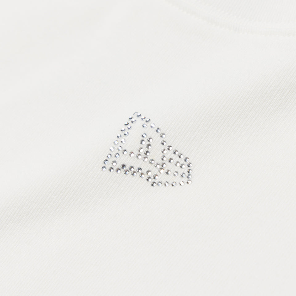 Women's 長袖 クロップド Tシャツ Rhinestone ラインストーン フラッグロゴ オフホワイト | NEW ERA ニューエラ公式オンラインストア