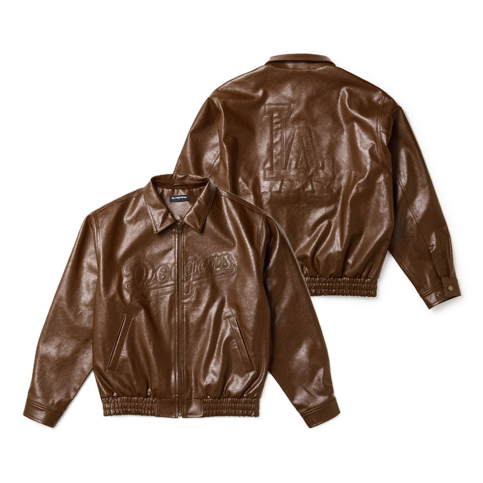 シンセティックレザー ジャケット ロサンゼルス・ドジャース ブラウン