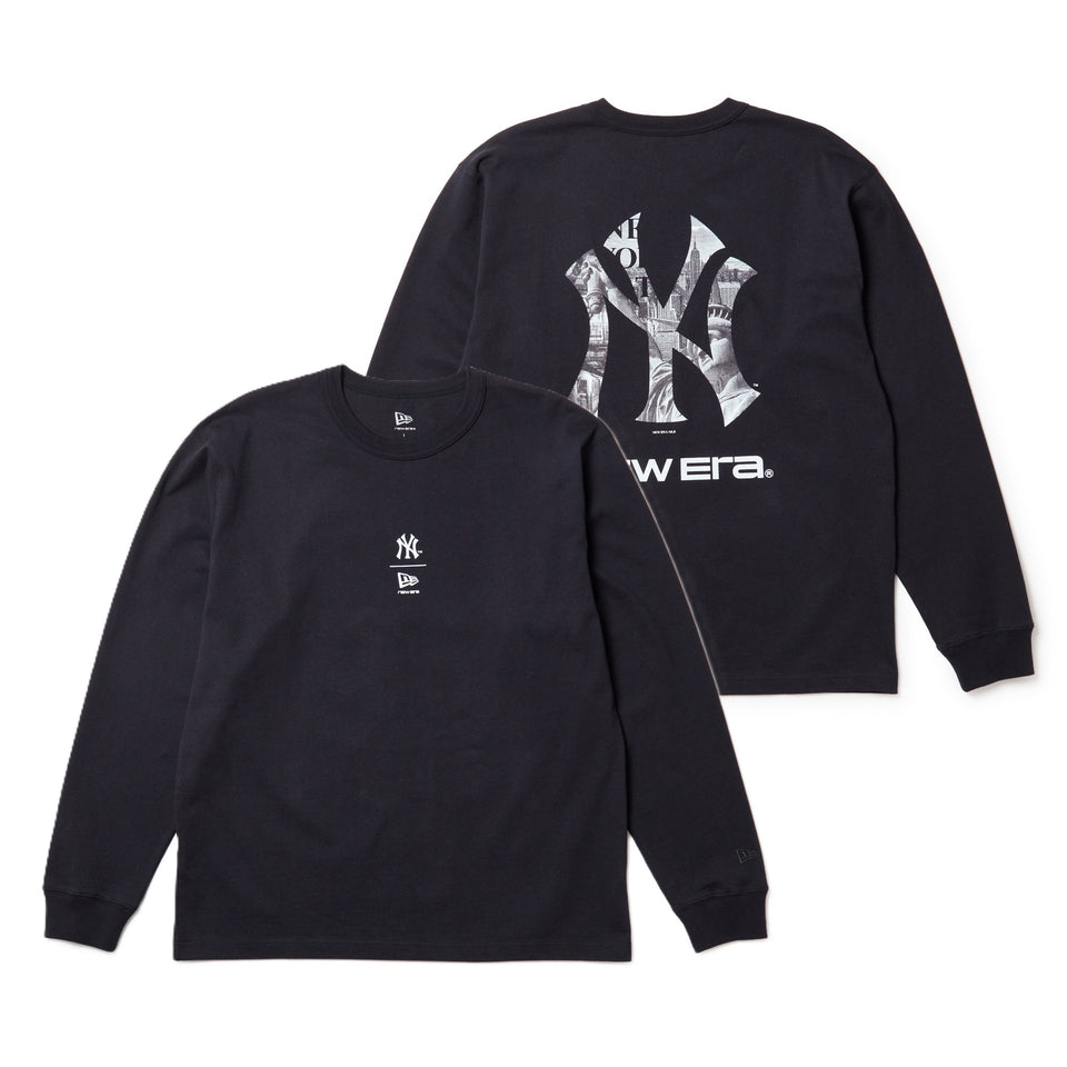 長袖 ウォッシュド コットン Tシャツ ニューヨーク・ヤンキース　ネイビー