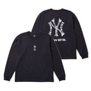 長袖 ウォッシュド コットン Tシャツ ニューヨーク・ヤンキース　ネイビー