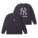 長袖 ウォッシュド コットン Tシャツ ニューヨーク・ヤンキース　グラファイト