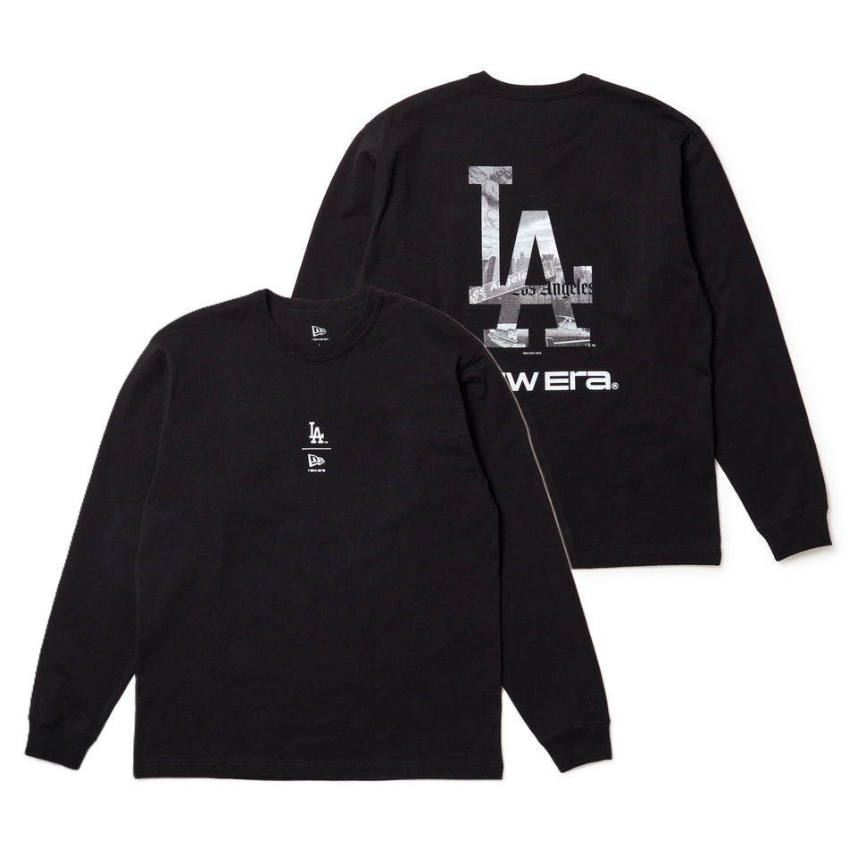 長袖 ウォッシュド コットン Tシャツ ロサンゼルス・ドジャース　ブラック