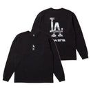 長袖 ウォッシュド コットン Tシャツ ロサンゼルス・ドジャース　ブラック