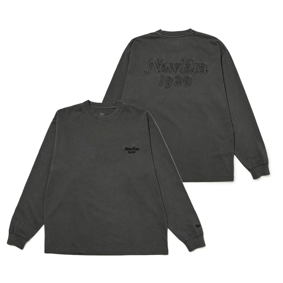 長袖 オーバーサイズド ガーメントダイ コットン Tシャツ NEW ERA 1920 ダークグレー