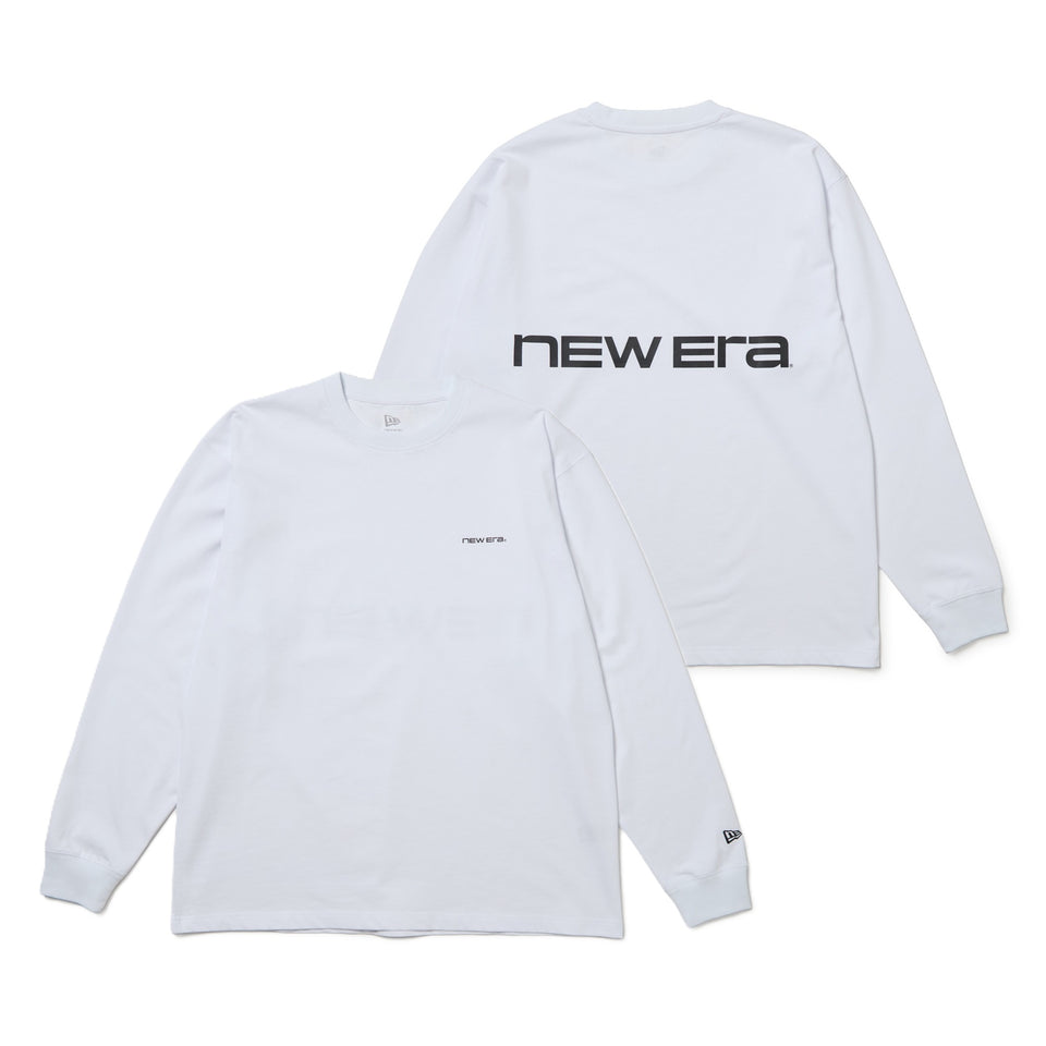 長袖 オーバーサイズド コットン Tシャツ Brand Name Logo ホワイト