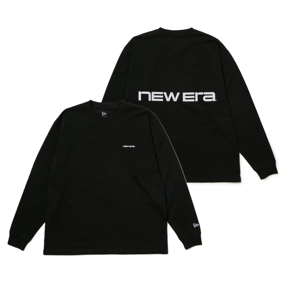 長袖 オーバーサイズド コットン Tシャツ Brand Name Logo ブラック